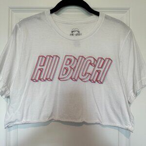 Bhad Goods 'Hi Bich' White Short Sleeve Crop Top/Concert Tee - Size Medium
